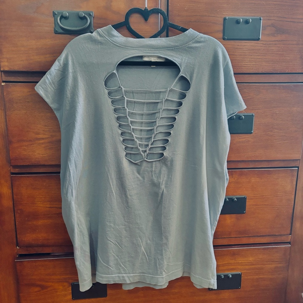 Truly Madly Deeply Front Cut Oversized Tee, Size XS, Urban Outfitters